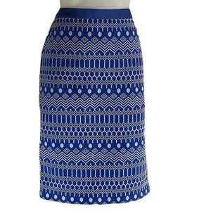 BODEN Skirt Women Size 8L Grosgrain Ribbon Waist Cotton Embroidered Pencil Midi